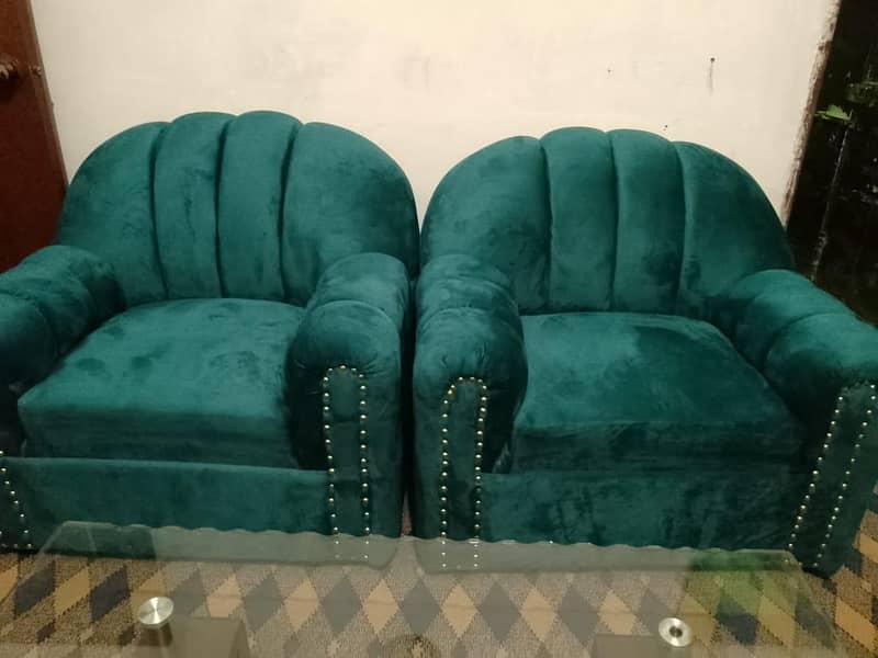 Elegant Classic Teal Velvet Sofa Set  3