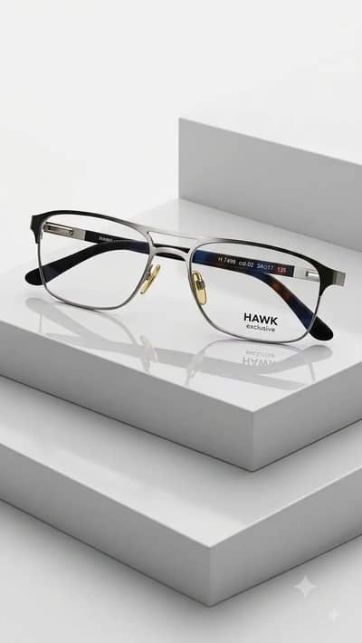 HAWK Men's Black Silver Metal Glasses Frame