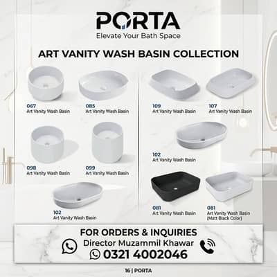 Porta Wall Hanging Wash Basin | Premium Wall Mount Basin | Modern styl