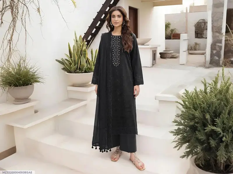3 PCs women unstitched embroidered suit — photo 2