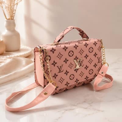 Luxury Pink Monogram Crossbody Bag for Girls
