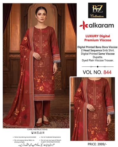 Premium Digital Printed 3-Piece Viscose Suit | Vol. 844 | Rs. 2750