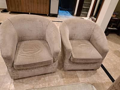 Barrel Sofa Chairs Pair For Sale - Urgent Sale - Rs. 15000