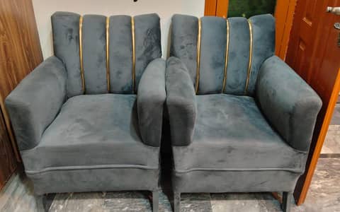 Velvet grey 5 seater sofa with cushions