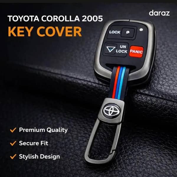 Metal key cover for Toyota Corolla 2005Luxury Premium Metal Smart Car Key Cover Key Case with Key Chain.