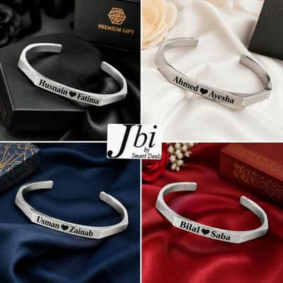 Custom Name Couple Bracelet - Stainless Steel with Box