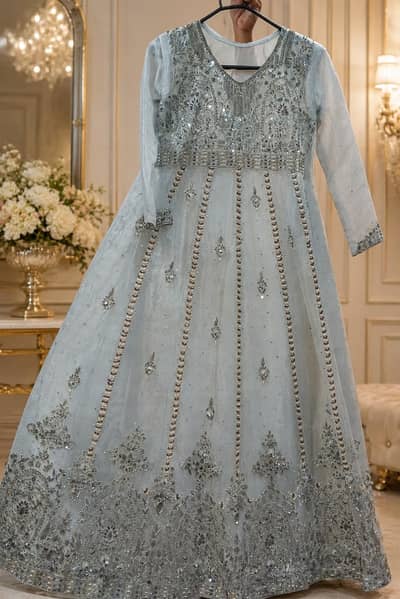 Beautiful Grey Silver Maxi for Walima/Party/Bridal