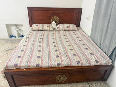 Wooden Double Bed with Original MoltyFoam Mattress & Pillows