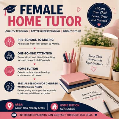 Female Home Tutor Available in Askari 10