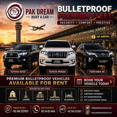 Bulletproof Car Rental Karachi ,Rent A Car In Malir Cant ,One Way Drop