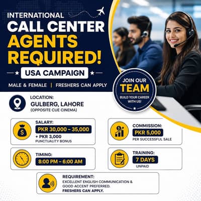 Call Center Agents Required | USA Campaign | Male & Female