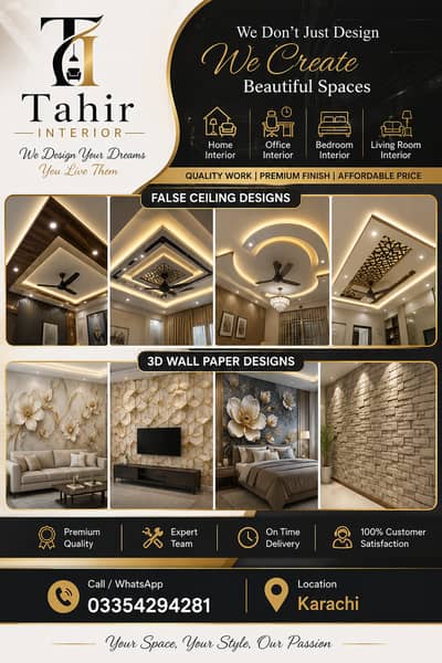 Interior | False Ceiling | 3D Wall Paper | Home & Office