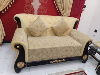 6-Seater Sofa Set with Imported Fabric + Center & Side Tables