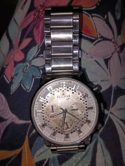 Realstar mens watch/steel bracelet/Chronograph style/Good condition