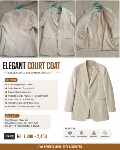 Stylish Men’s Coat – Slim Fit – Excellent Condition like new