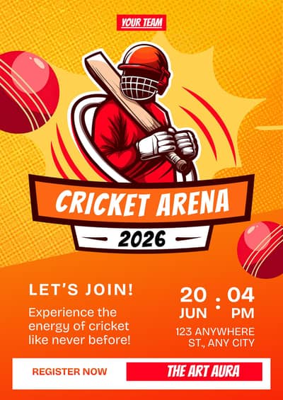 Canva cricket tournament poster templates Rs . 999