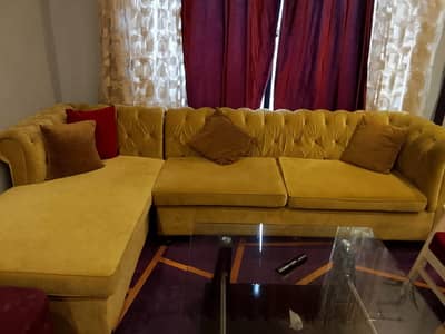 Beautiful Mustard L-Shaped Sofa – Slightly Used – Excellent Condition