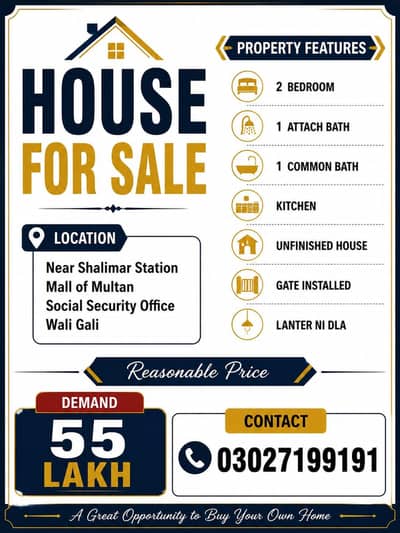 3mrla 12gz.  gry contrction house for sale in shalimar clony bosn
