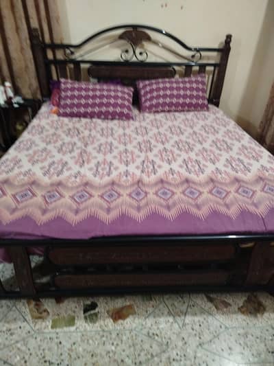 King size bed with mattress. dressing mirror