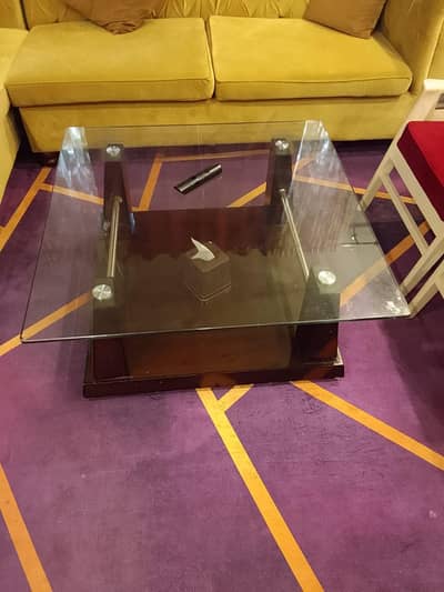 Large Glass Top Center Table | Wooden Base | Excellent Condition