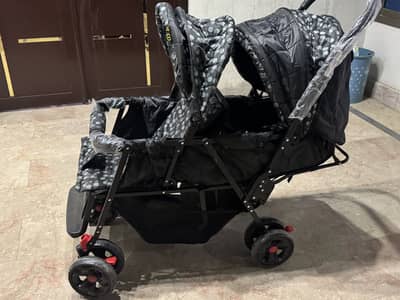 Twins Baby Stroller / Pram – 2 Babies | Sitting + Bed Position