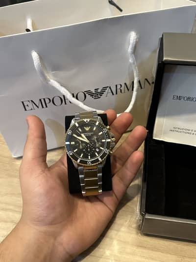 Emporio Armani AR11361 Original - Green dial Two-Tone - 10/10 conditio