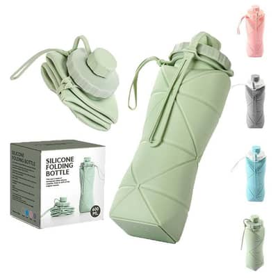 600ml Folding Silicone Water Bottle Sports