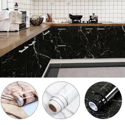 self adhesive black and white marble sticker available in all colours