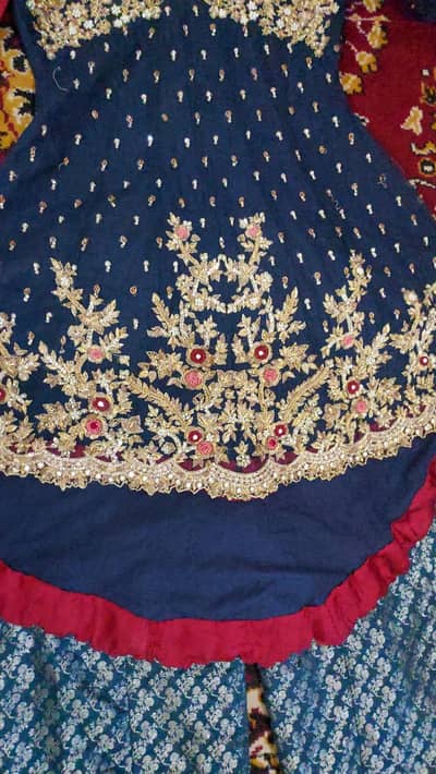 dark blue hand embroided peplum garara