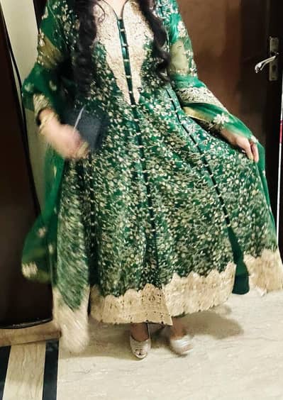 Elegant Green Long Frok  Net Maxi
