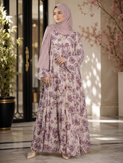 brand new ​most trending  big flair printed abayas