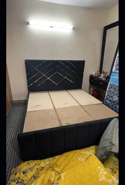 king size bed with mattress and dressing table