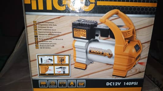 INGCO Portable Car Tyre Inflator Air Pump 12V 140PSI - Box Pack
