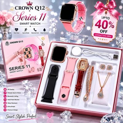 Crown Q12 Series 11 Girls Smart Watch Gift Set – Brand New