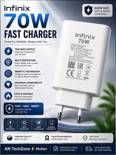 Infinix 70W Fast Charger | Super Fast Charging | Wholesale & Retail