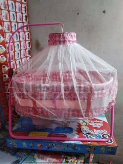baby swing cot with mosquito net blue floral with free delivery to pak