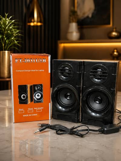 FT-2031 Multimedia Speaker 2.0 Wooden USB Speakers Brand New