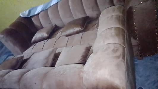 golden corner wood sofa