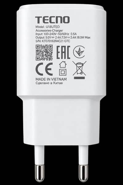 TECNO Original Charger 18W Fast Charging Adapter Genuine