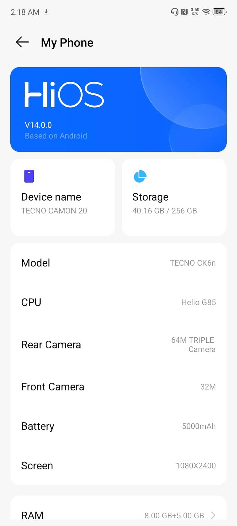 Tecno CAMON 20 1