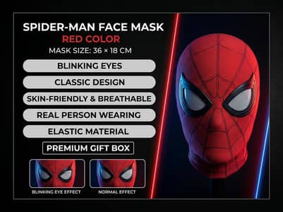Spider-Man Style Face Mask – Red Color | Premium Quality