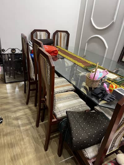 8-Seater Wooden Dining Table Set – Excellent Condition