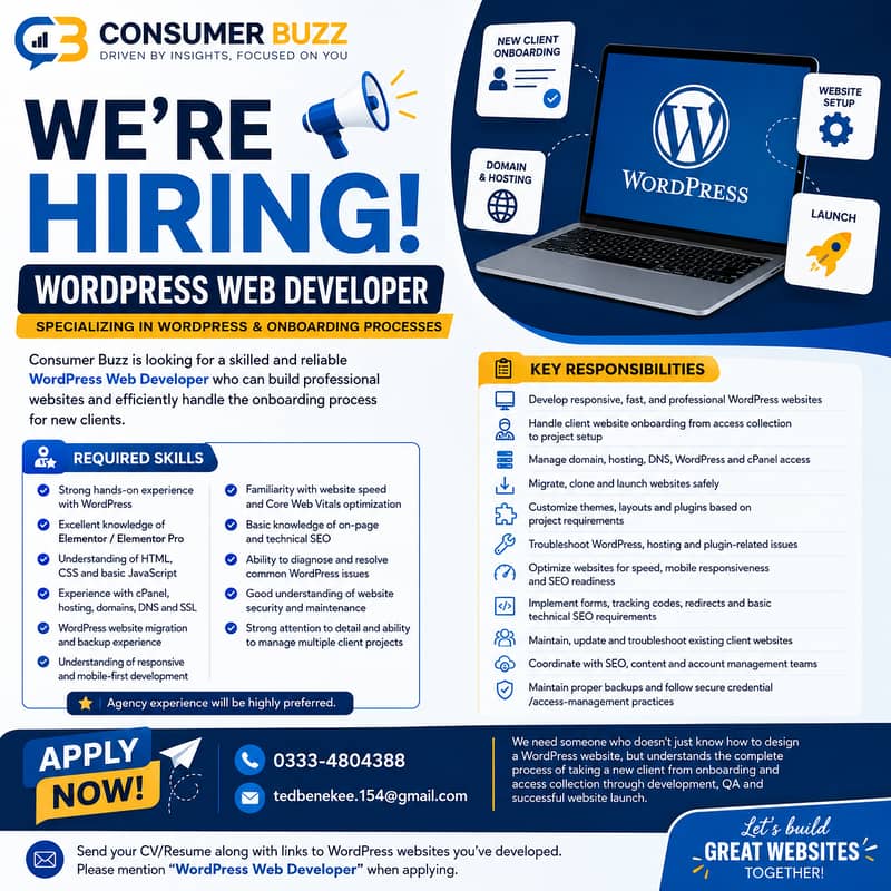 WE’RE HIRING — WORDPRESS WEB DEVELOPER 0