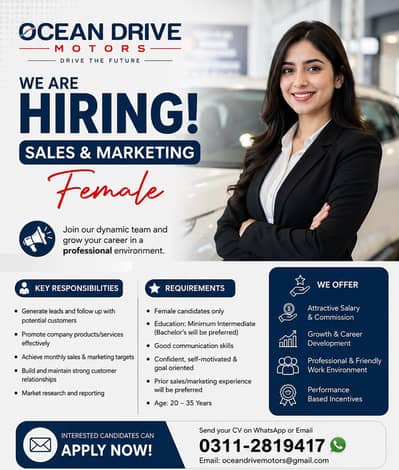 Female Required  Sales And Marketing
