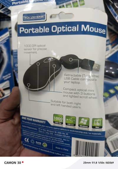 optical mice with retractable wire