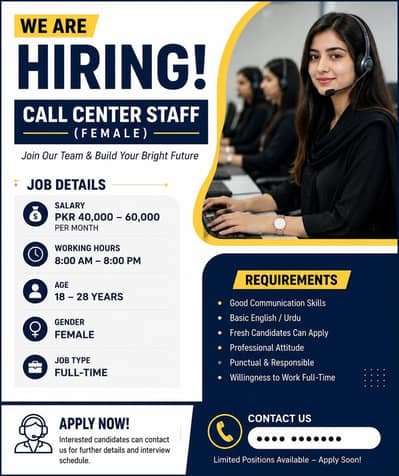 CALL CENTER FEMALE STAFF REQUIRED