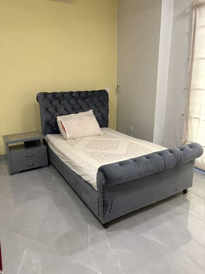 Custom Made Designer Bed, Mattress & Side Table