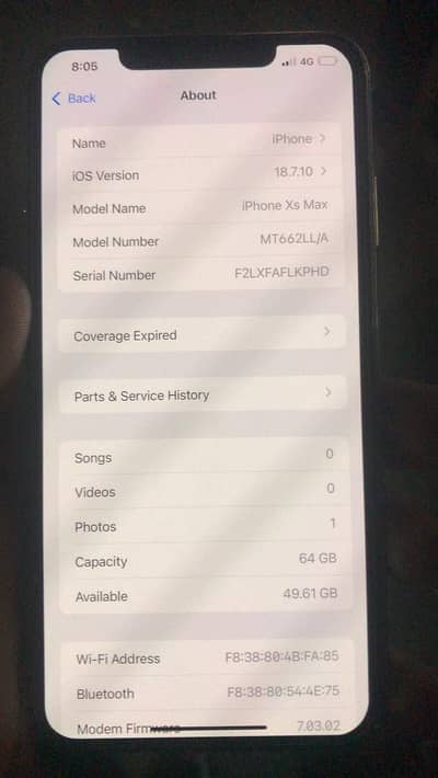 iPhone XS Max 64GB PTA Approved | 10/10 Condition | 79% Battery