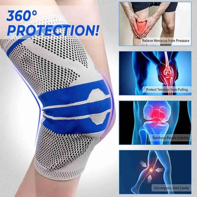 knee Brace Compression Sleeve with Silicone Gel Spring Support