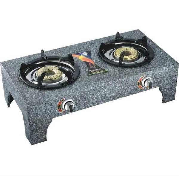 Double Burner Gas Stove | Stone Coated Granite Finish Gas Chulha | Heavy Duty 2 Burner LPG Stove for Kitchen
